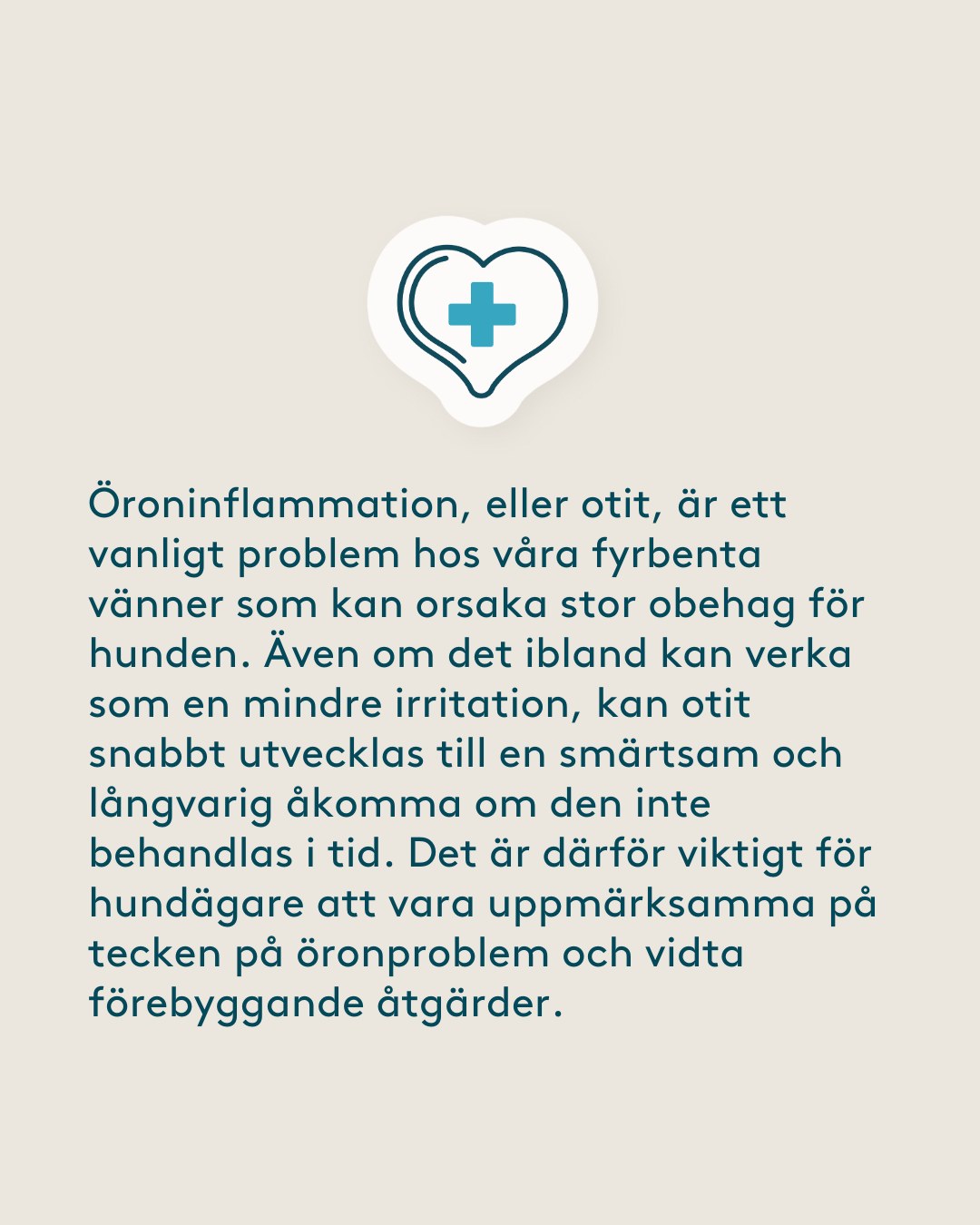 Furry Family - "Har din hund fått öroninflammation?", a six slide educational carousel in the brand's clinical calm palette. Concept, copy structure, layout and design by me. Swipe through the slides. - slide 2