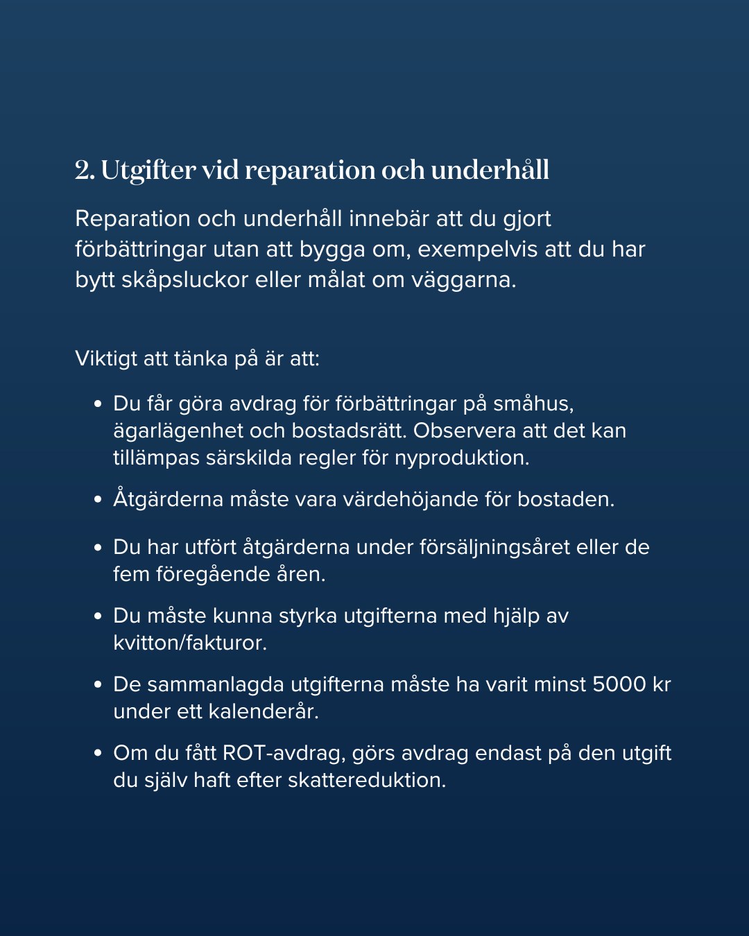 HusmanHagberg - "Deklarera bostadsförsäljning", an eight slide educational carousel. Concept, copy structure, layout and design by me. Swipe through the slides. - slide 6