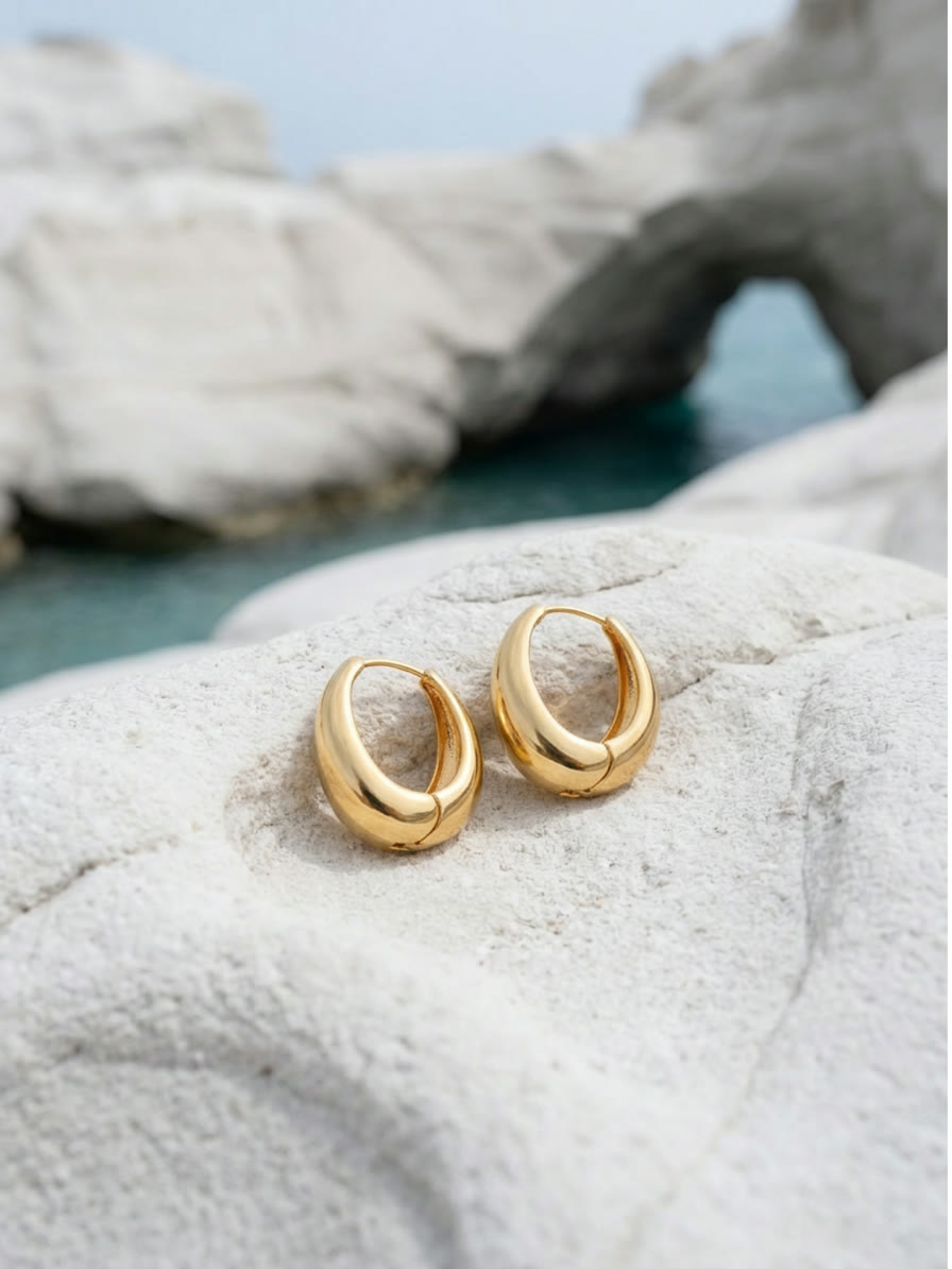 Product still life - hoops on stone, AI generated and art directed by me