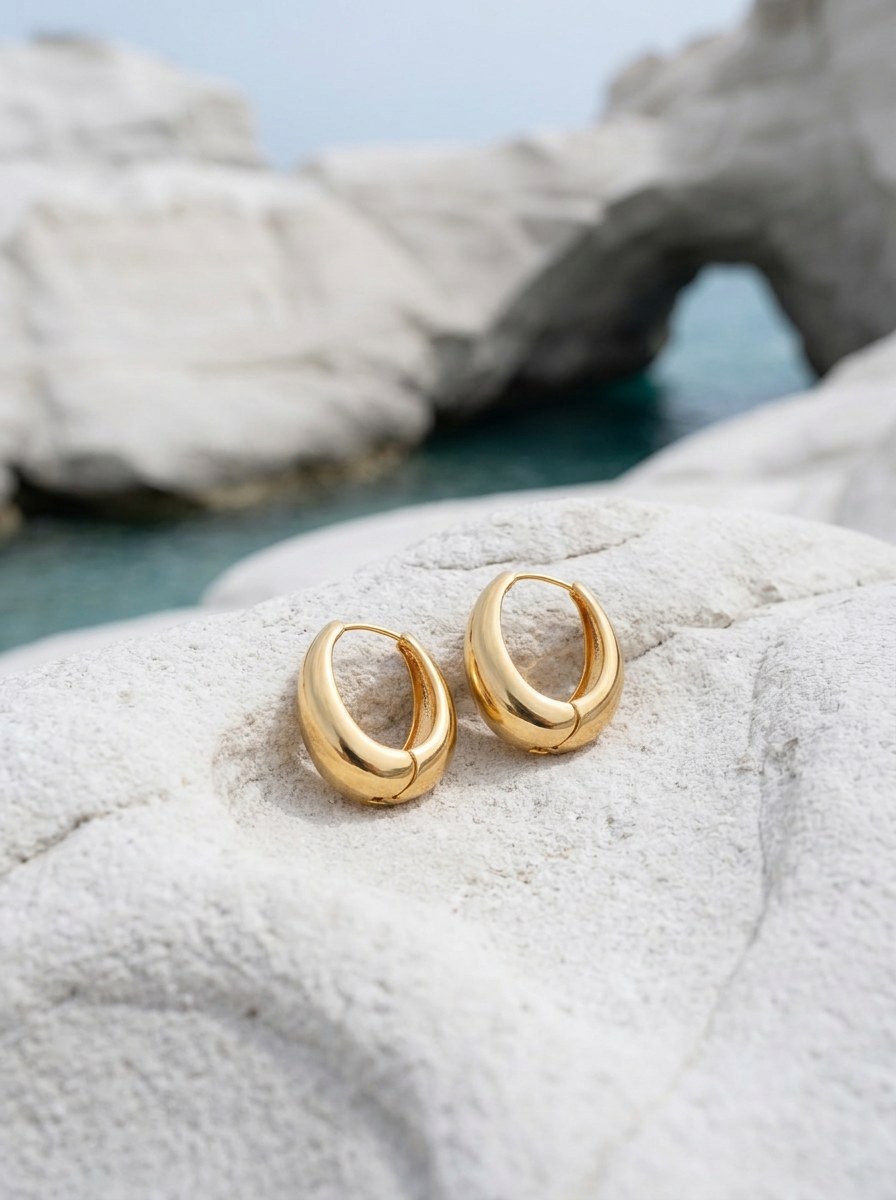 Product still - gold hoop, AI generated and art directed by me