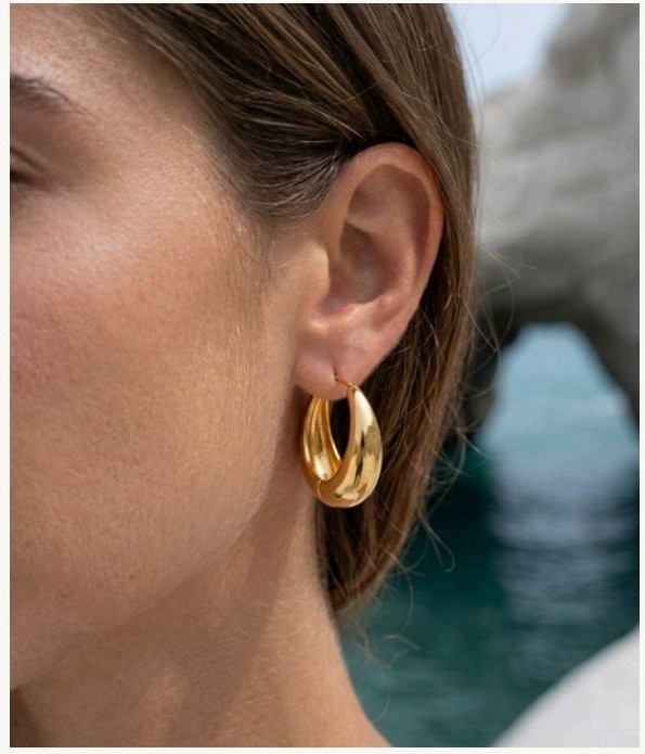 AI editorial - gold hoop, close
